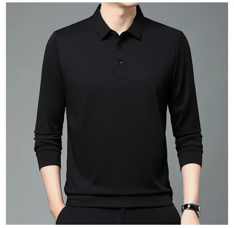 Men Olive Green Long Sleeve Polo T-Shirt 2024 — feature 13