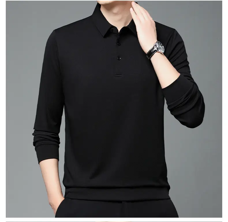Men Olive Green Long Sleeve Polo T-Shirt 2024 — feature 14