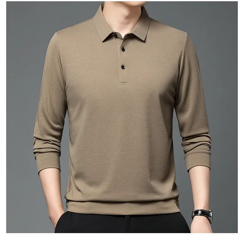 Men Olive Green Long Sleeve Polo T-Shirt 2024 — feature 23