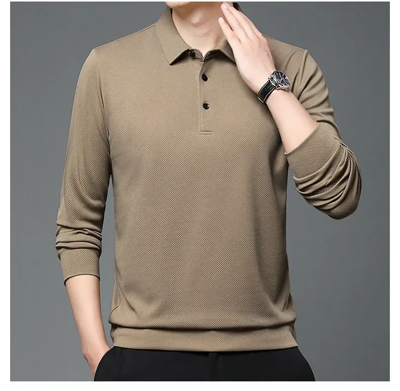 Men Olive Green Long Sleeve Polo T-Shirt 2024 — feature 24
