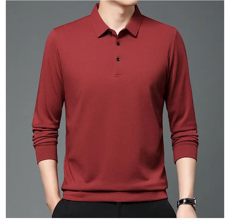 Men Olive Green Long Sleeve Polo T-Shirt 2024 — feature 33