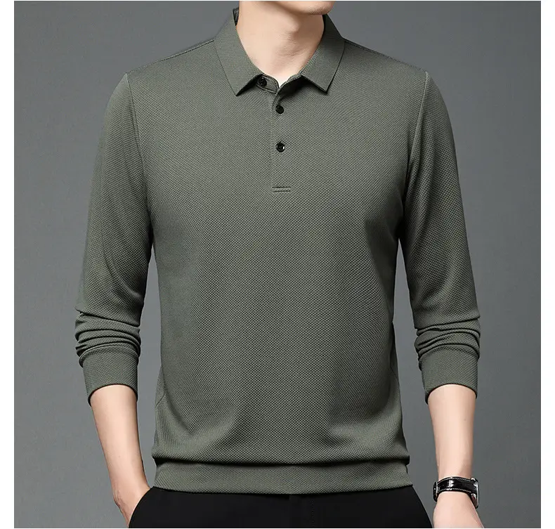 Men Olive Green Long Sleeve Polo T-Shirt 2024 — feature 38