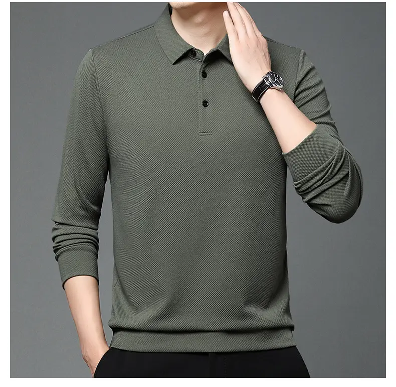 Men Olive Green Long Sleeve Polo T-Shirt 2024 — feature 39