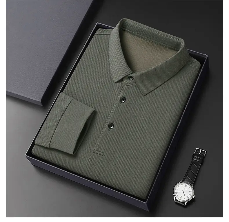 Men Olive Green Long Sleeve Polo T-Shirt 2024 — feature 40