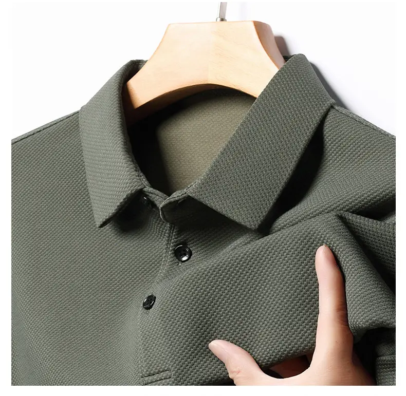 Men Olive Green Long Sleeve Polo T-Shirt 2024 — feature 41