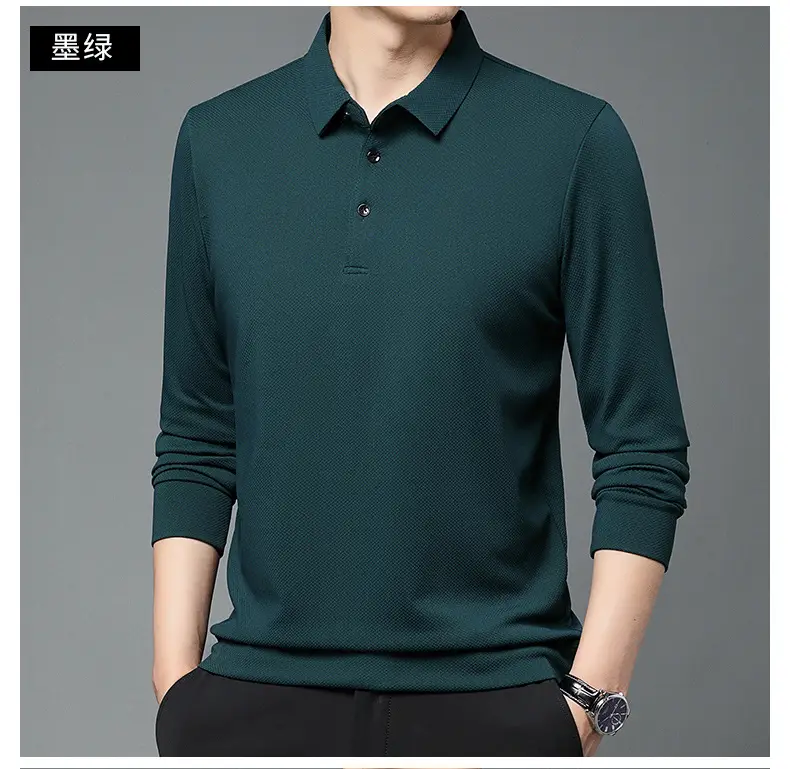 Men Olive Green Long Sleeve Polo T-Shirt 2024 — feature 47