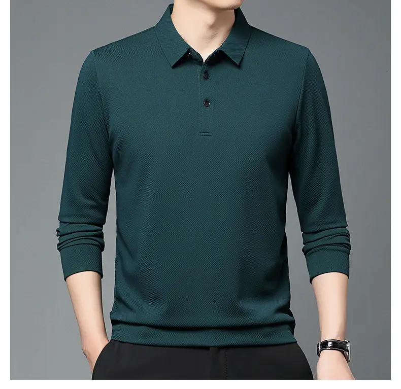 Men Olive Green Long Sleeve Polo T-Shirt 2024 — feature 48