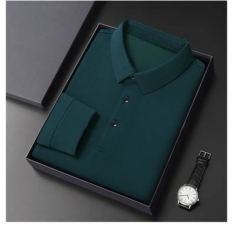 Men Olive Green Long Sleeve Polo T-Shirt 2024 — feature 50