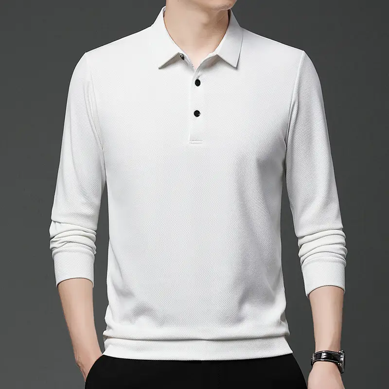 Men Olive Green Long Sleeve Polo T-Shirt 2024 - Image 9
