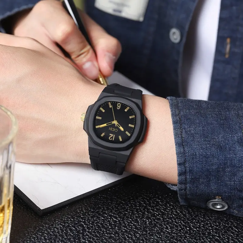 Men's Black Silicone Sports Watch with Quartz Movement — feature 7