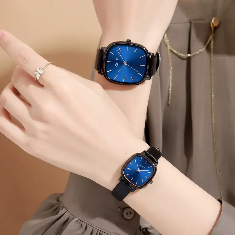 Women's Korean Style Oval Watch with Black Belt & Quartz Movement - Image 10