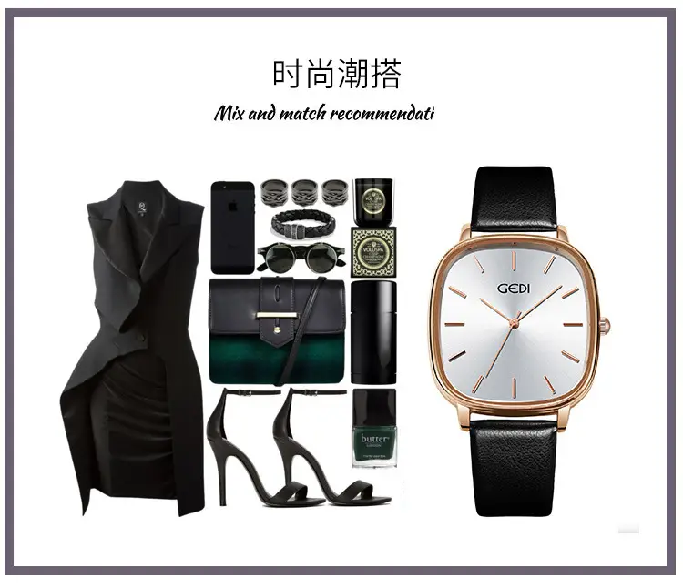Women's Korean Style Oval Watch with Black Belt & Quartz Movement — feature 11