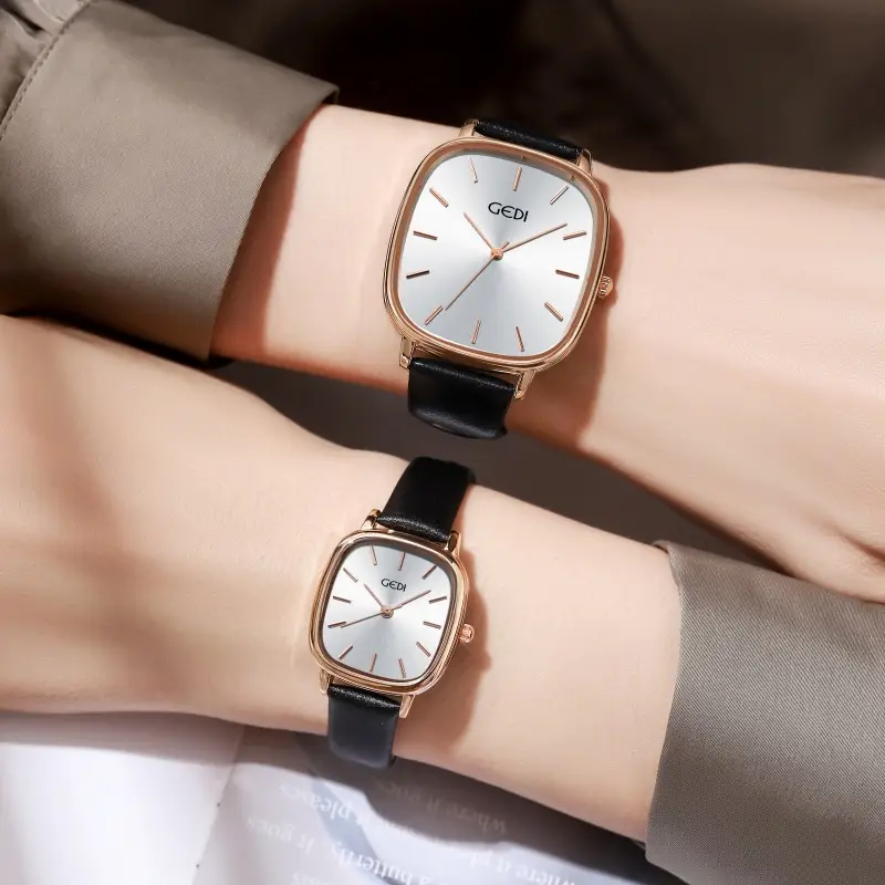 Women's Korean Style Oval Watch with Black Belt & Quartz Movement — feature 13