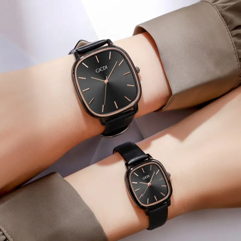Women's Korean Style Oval Watch with Black Belt & Quartz Movement — feature 14
