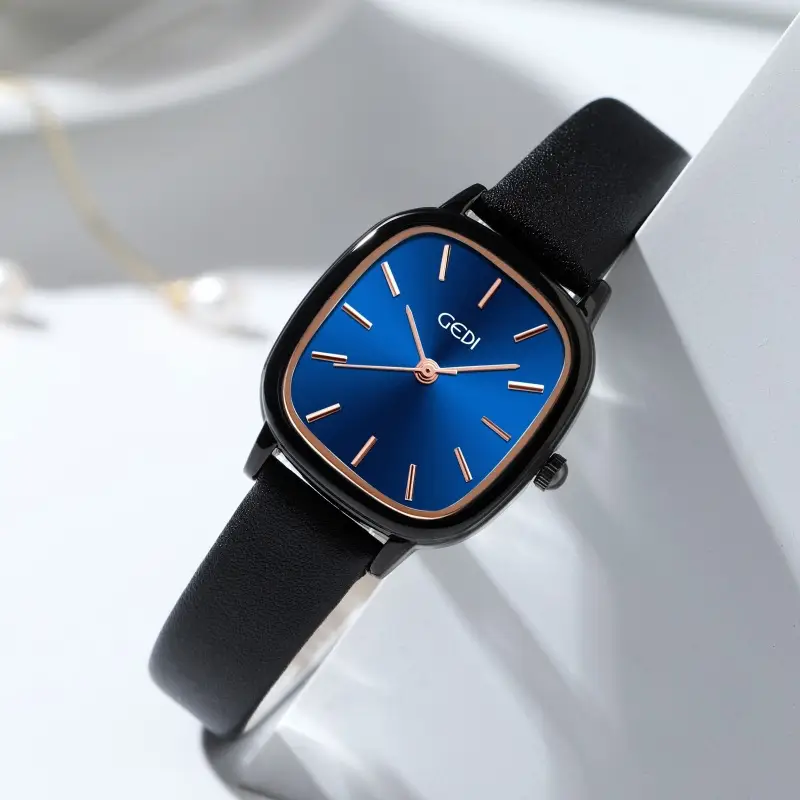 Women's Korean Style Oval Watch with Black Belt & Quartz Movement — feature 17