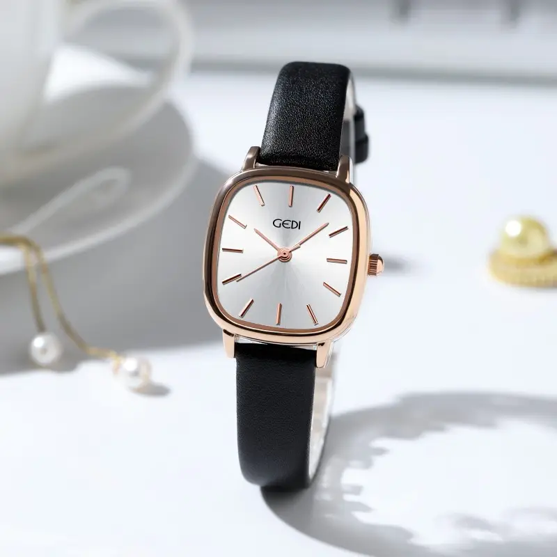 Women's Korean Style Oval Watch with Black Belt & Quartz Movement — feature 20