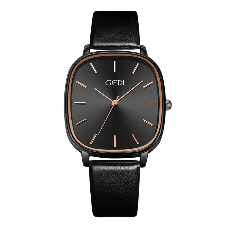 Women's Korean Style Oval Watch with Black Belt & Quartz Movement — feature 22