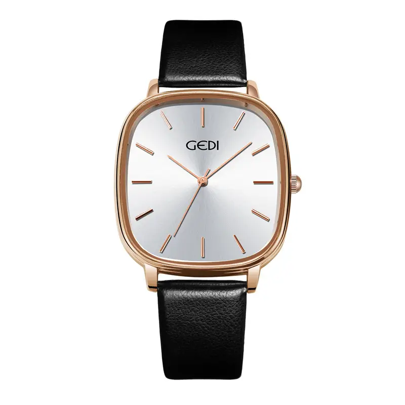 Women's Korean Style Oval Watch with Black Belt & Quartz Movement — feature 24