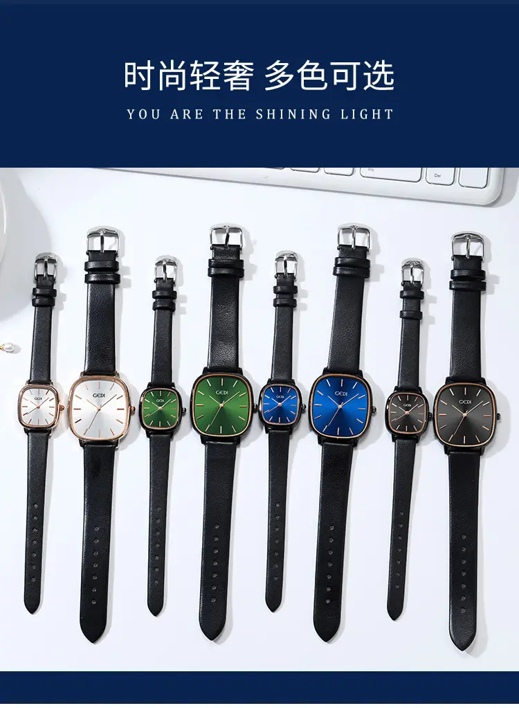 Women's Korean Style Oval Watch with Black Belt & Quartz Movement — feature 7