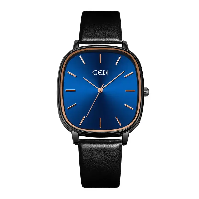 Women's Korean Style Oval Watch with Black Belt & Quartz Movement - Image 3