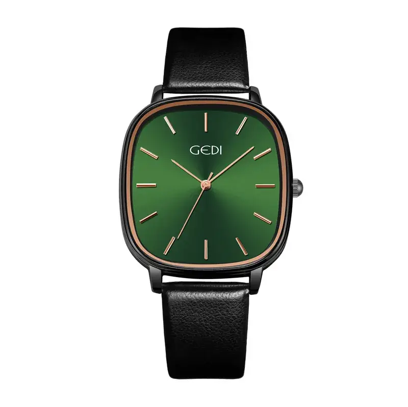 Women's Korean Style Oval Watch with Black Belt & Quartz Movement - Image 4