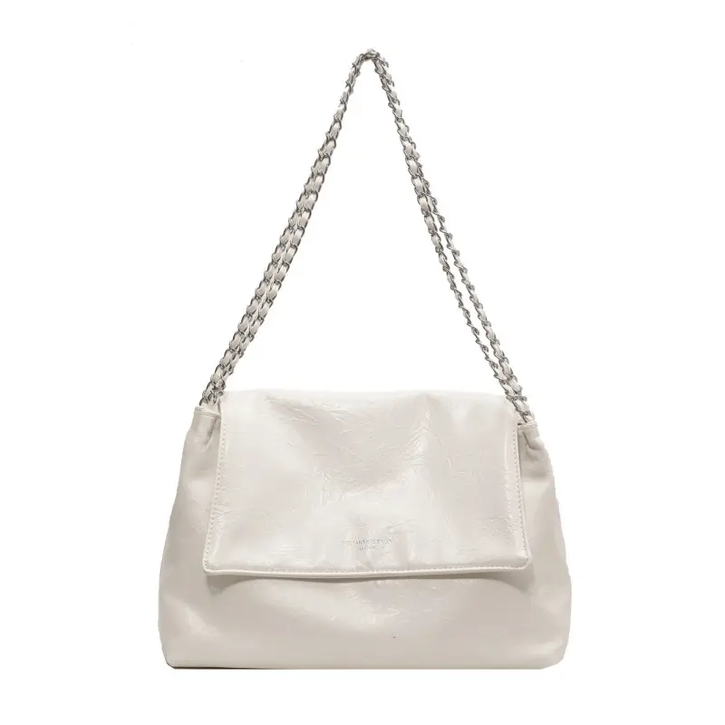 Green Leather Chain Shoulder Bag for Women