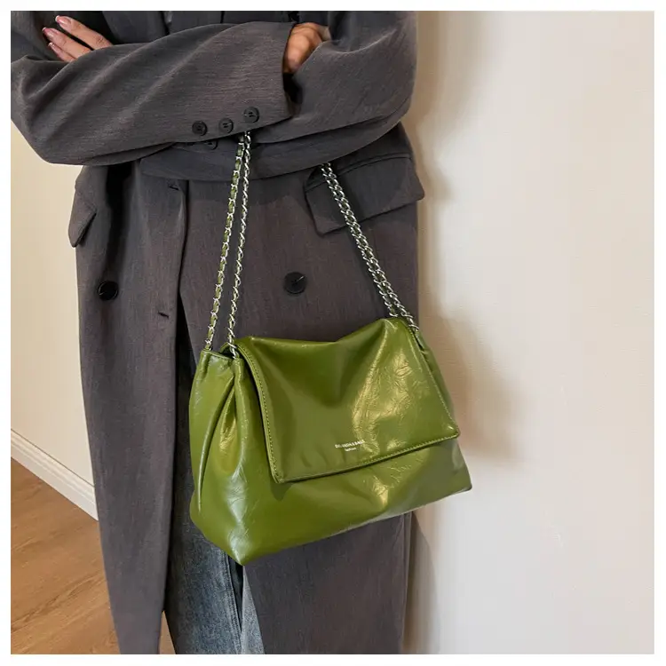 Green Leather Chain Shoulder Bag for Women — feature 28