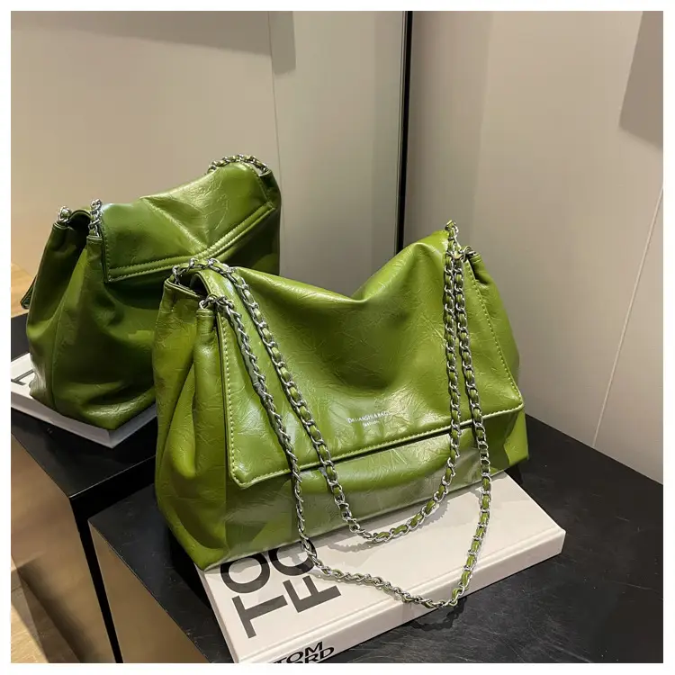 Green Leather Chain Shoulder Bag for Women — feature 7