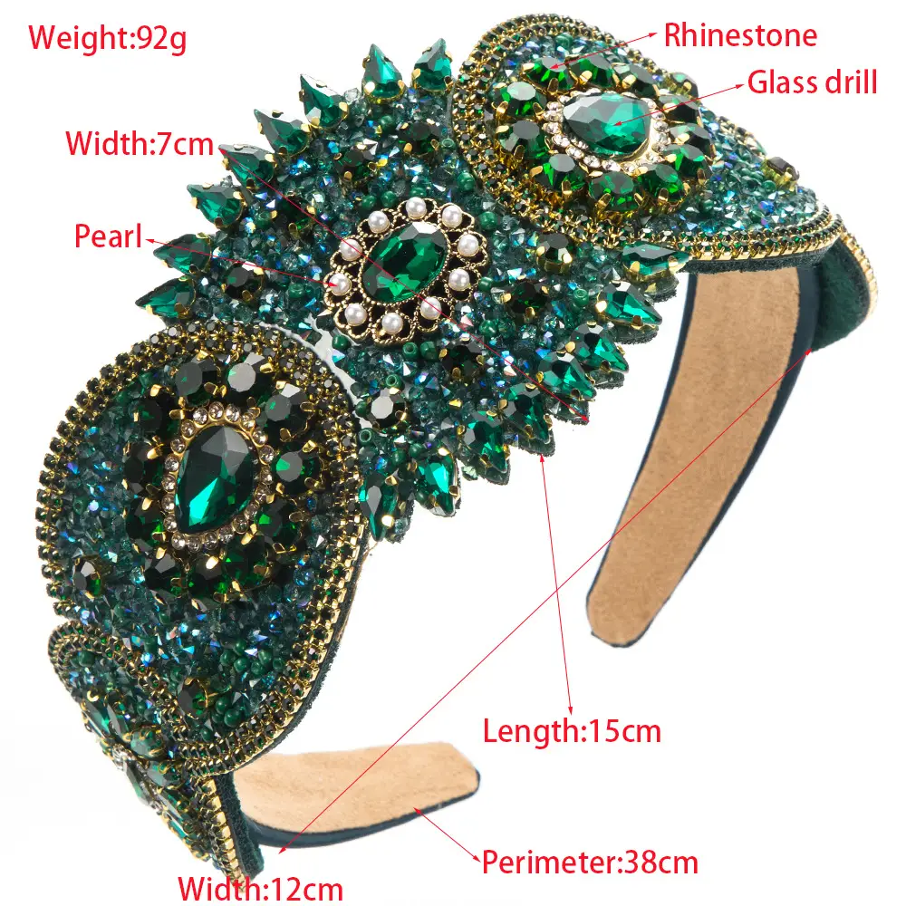 Heming Headband with Full Diamond Wide Brim - Image 5