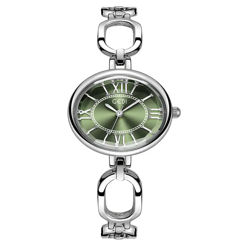 Women's Vintage Roman Watch with Pink Dial & Silver Bracelet - Image 2