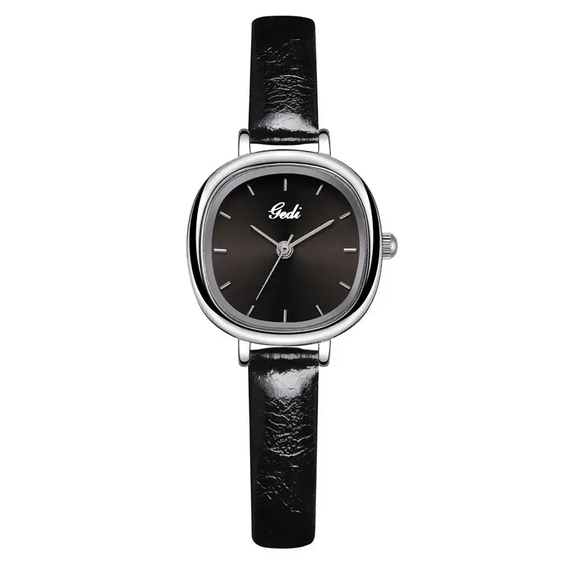 Women's Gedi Quartz Watch Blue Dial Black Leather Band - Image 2
