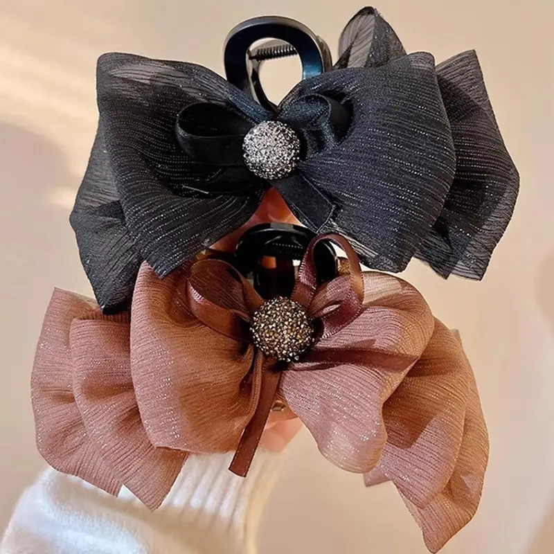 New Year Winter Hair Clip Large Bubble Mesh Black - Image 4