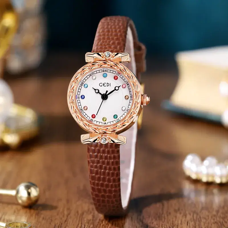 Gedi Light Luxury Women's Watch with Snake Pattern & Stone Dial - Image 3
