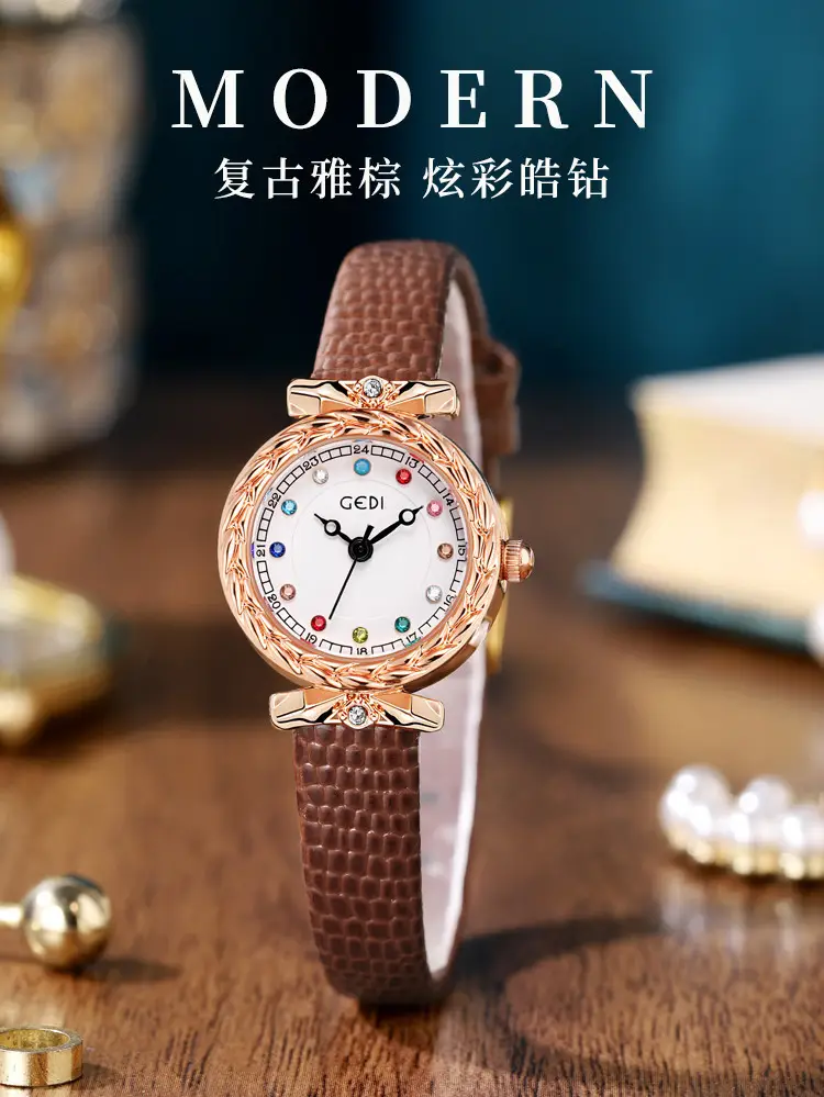 Gedi Light Luxury Women's Watch with Snake Pattern & Stone Dial — feature 13