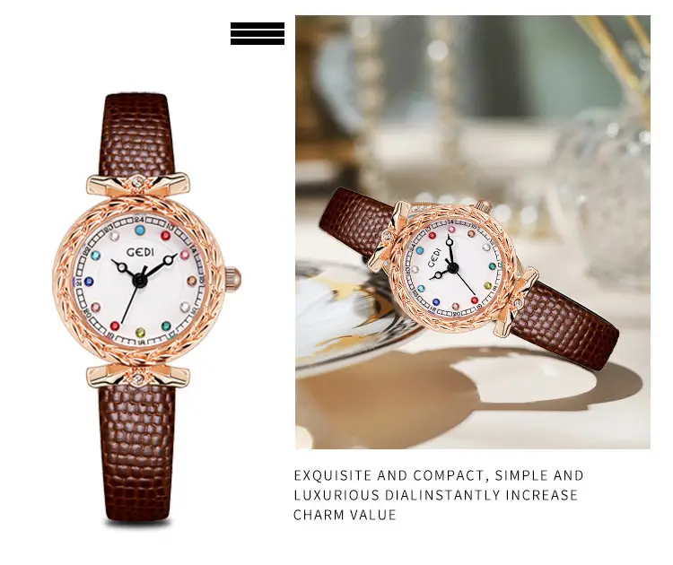 Gedi Light Luxury Women's Watch with Snake Pattern & Stone Dial — feature 5