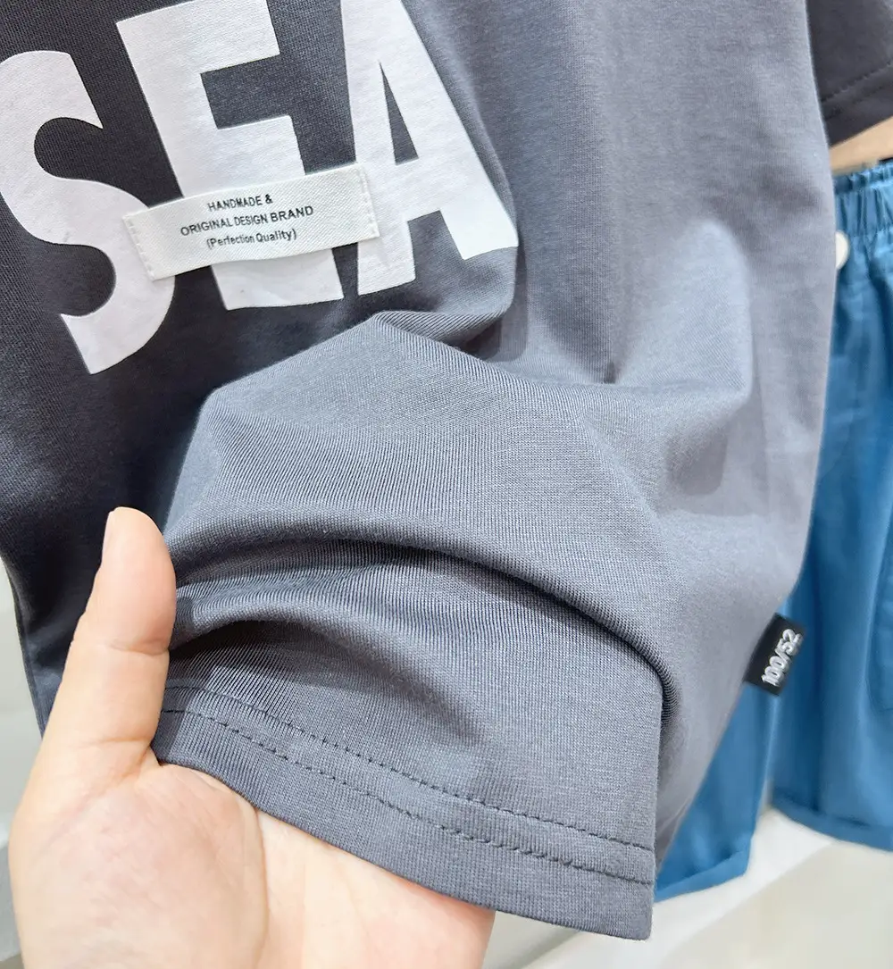 Boys Summer T-Shirt Sea Print Blue Pants Set — feature 6