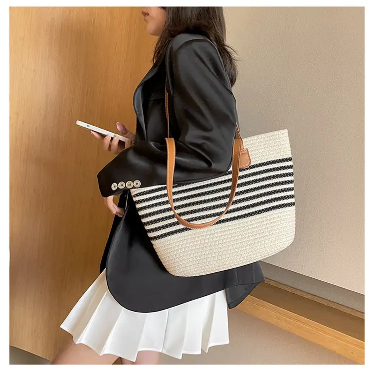 Women's Large Straw Bag with Stripes 2023 — feature 20