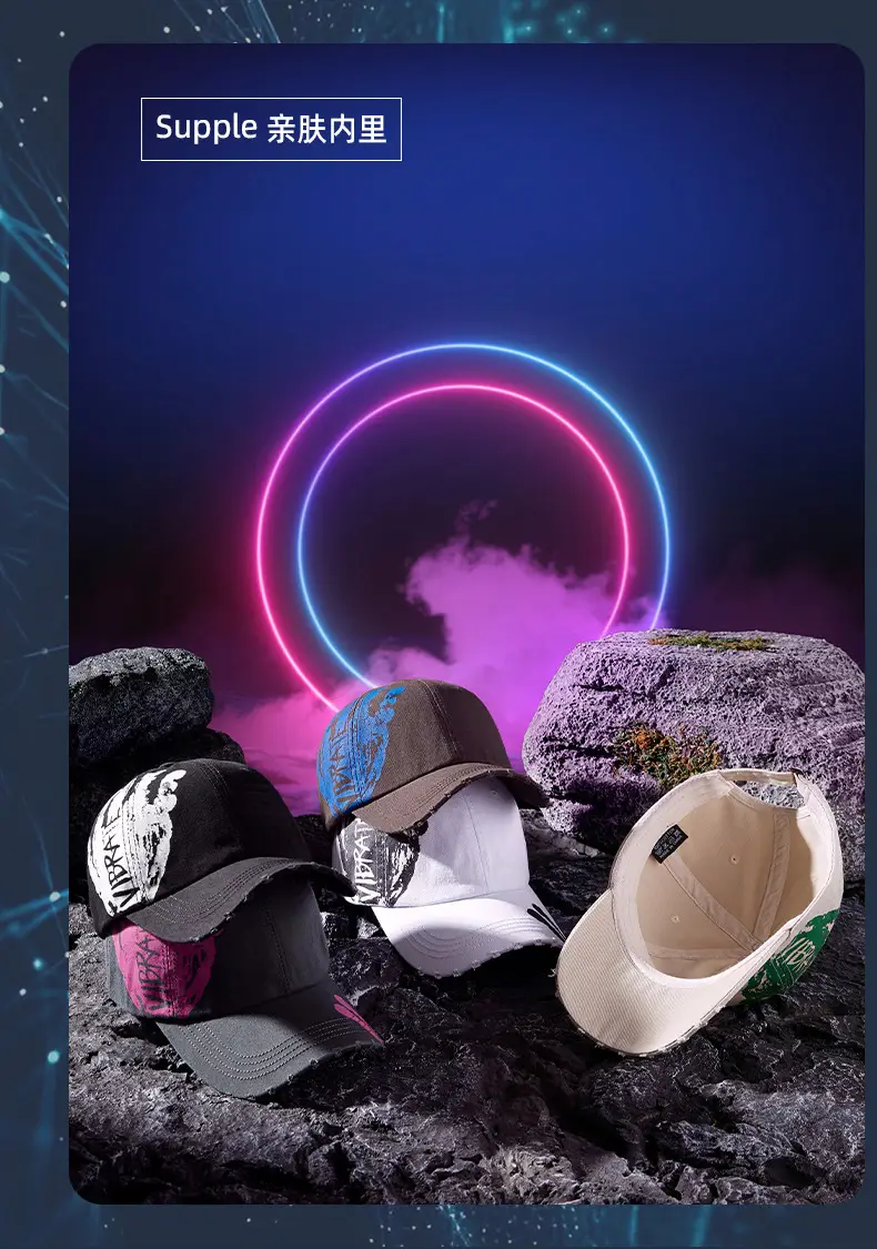 Men Black Ripped Graffiti Cap Set — feature 11