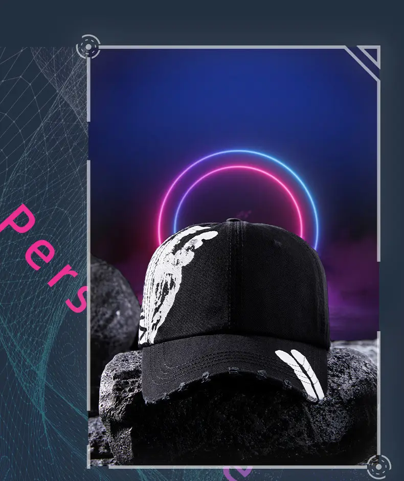 Men Black Ripped Graffiti Cap Set — feature 12