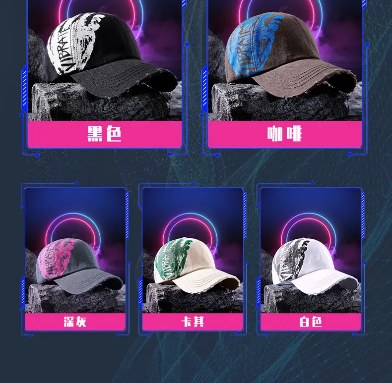 Men Black Ripped Graffiti Cap Set — feature 24