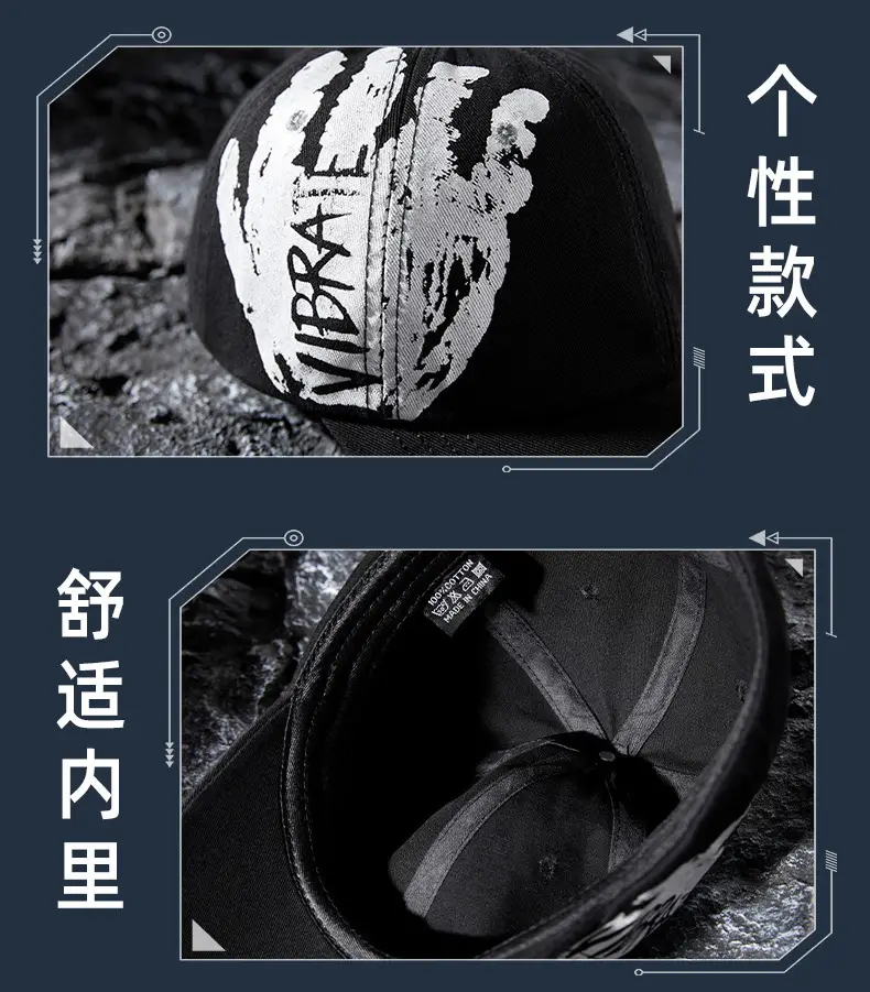 Men Black Ripped Graffiti Cap Set — feature 29