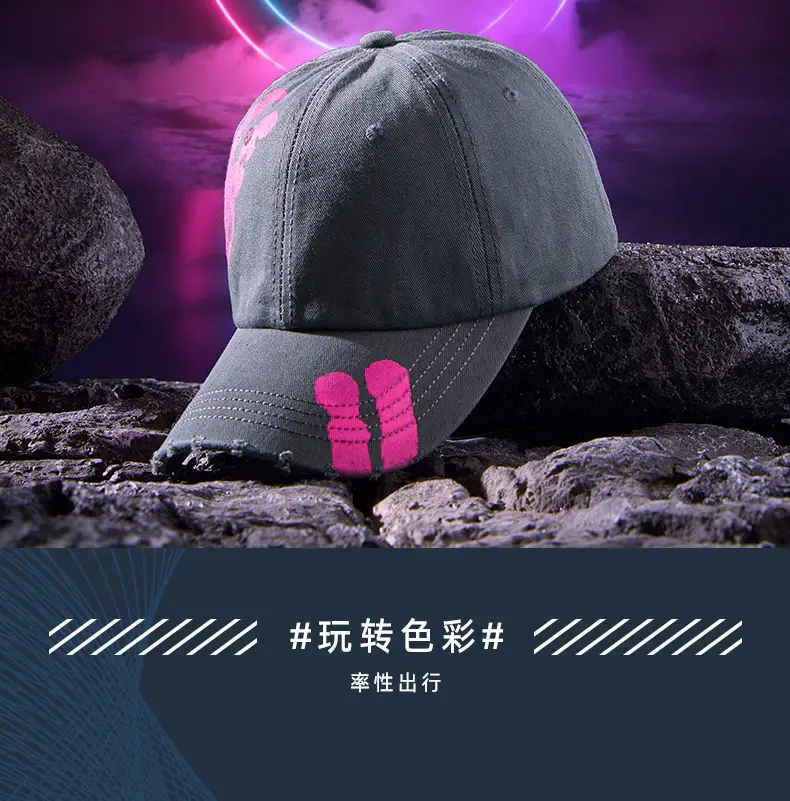 Men Black Ripped Graffiti Cap Set — feature 8
