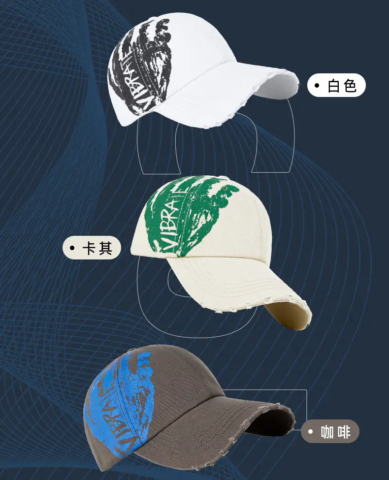 Men Black Ripped Graffiti Cap Set — feature 9