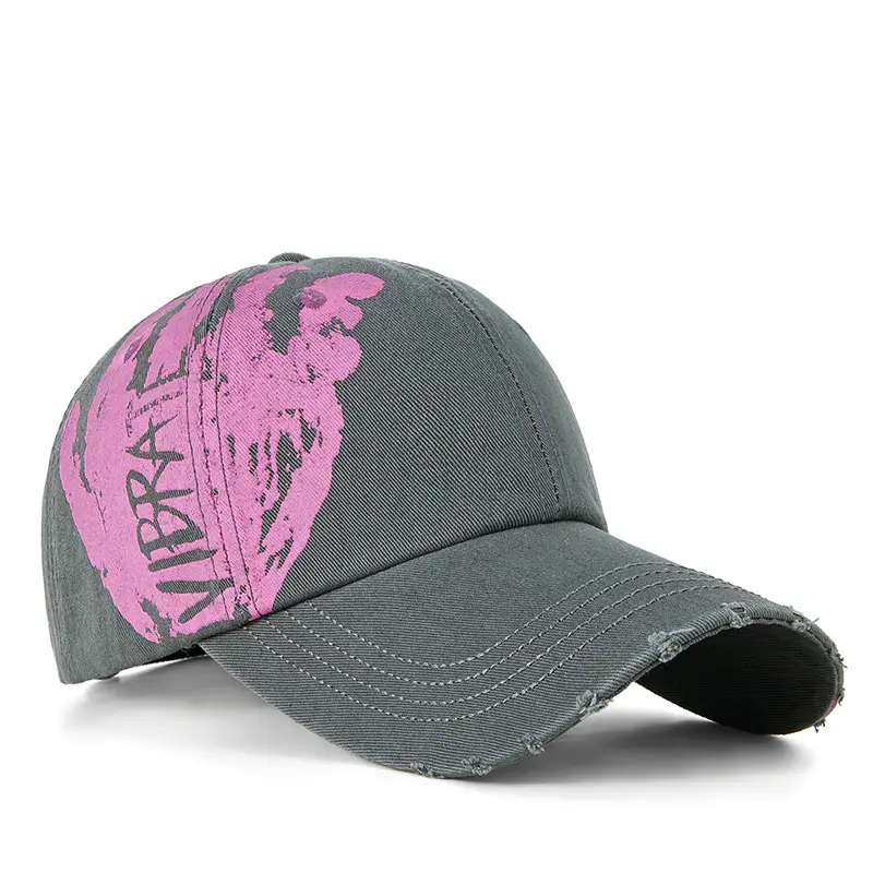 Men Black Ripped Graffiti Cap Set - Image 3