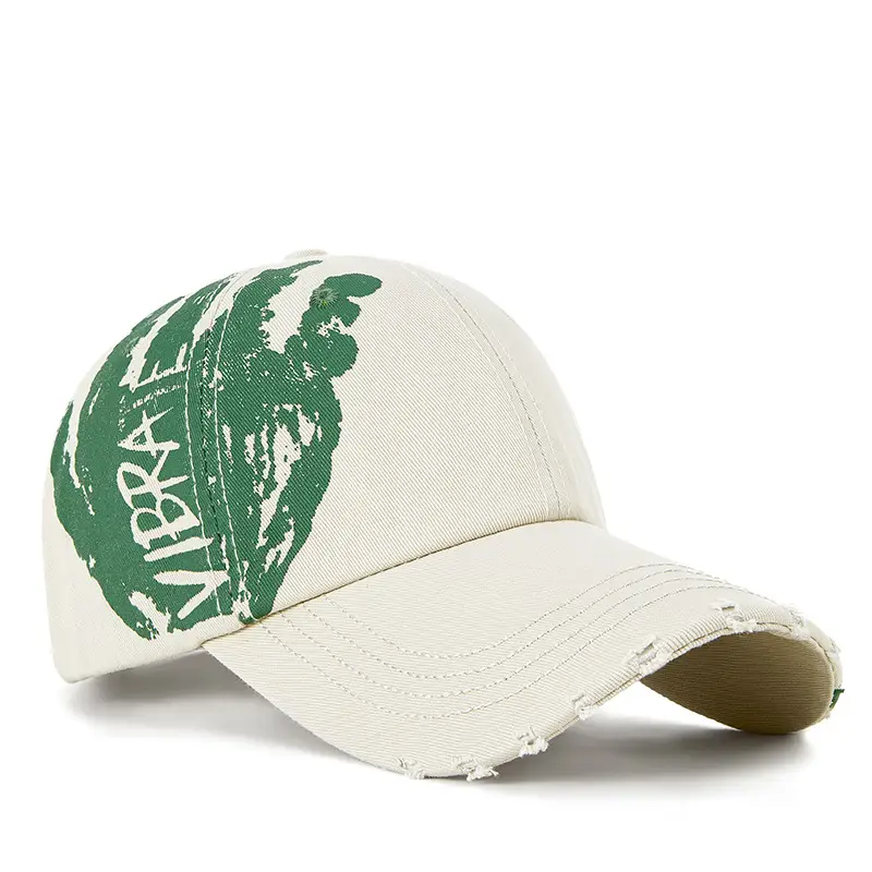 Men Black Ripped Graffiti Cap Set - Image 4