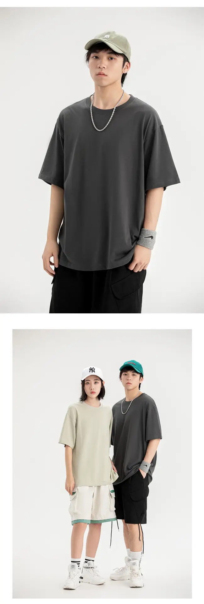 Women Black Cotton T-Shirt Round Neck Drop Shoulder — feature 11