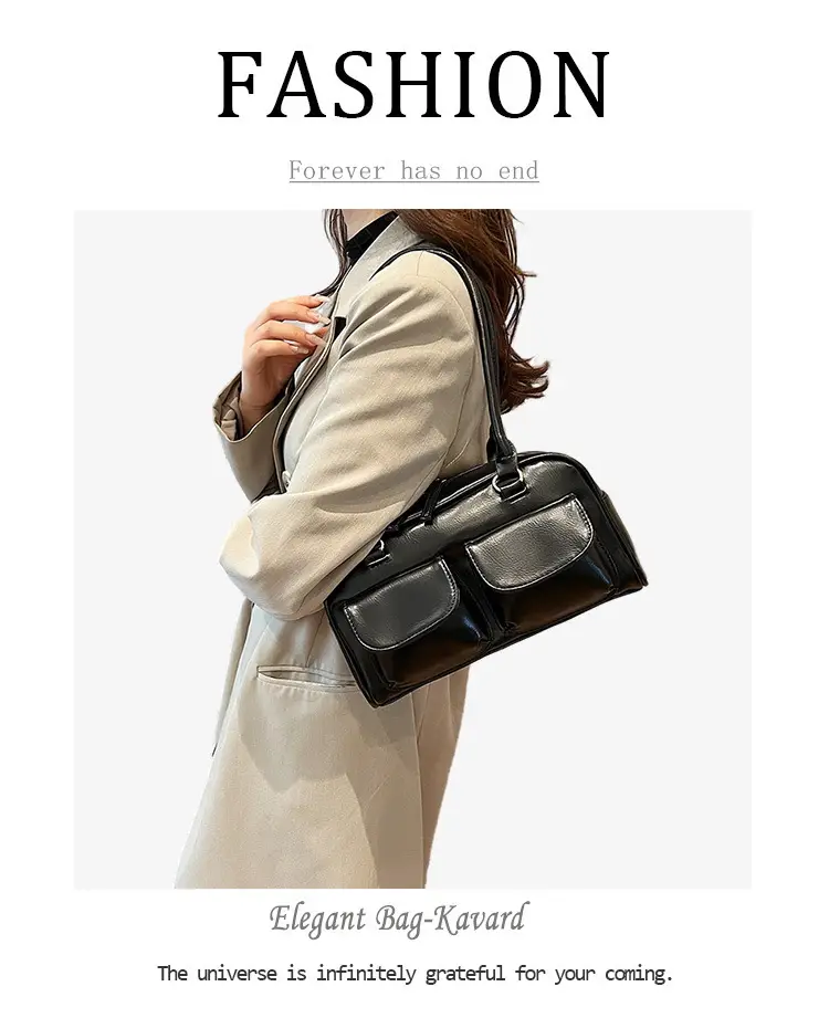 Women Korean Style Shoulder Bag Wax Leather Bowling Bag — feature 13