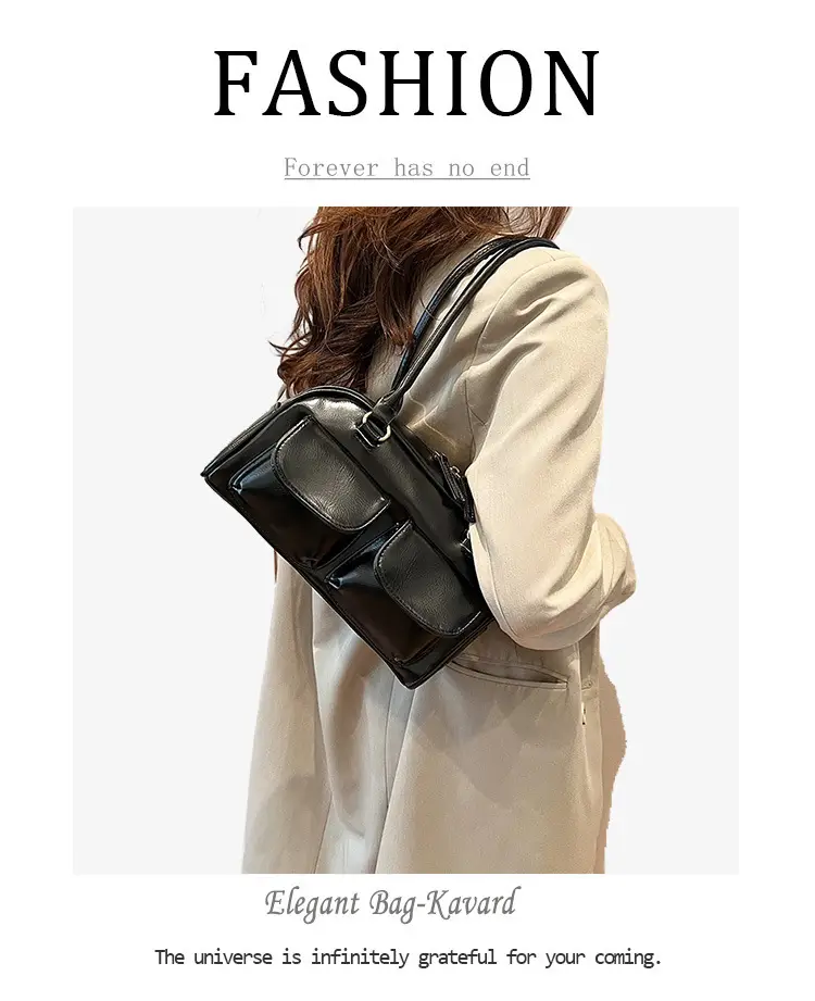Women Korean Style Shoulder Bag Wax Leather Bowling Bag — feature 14