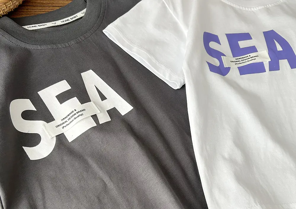 White Cotton T-Shirt for Boys SEA Print — feature 6
