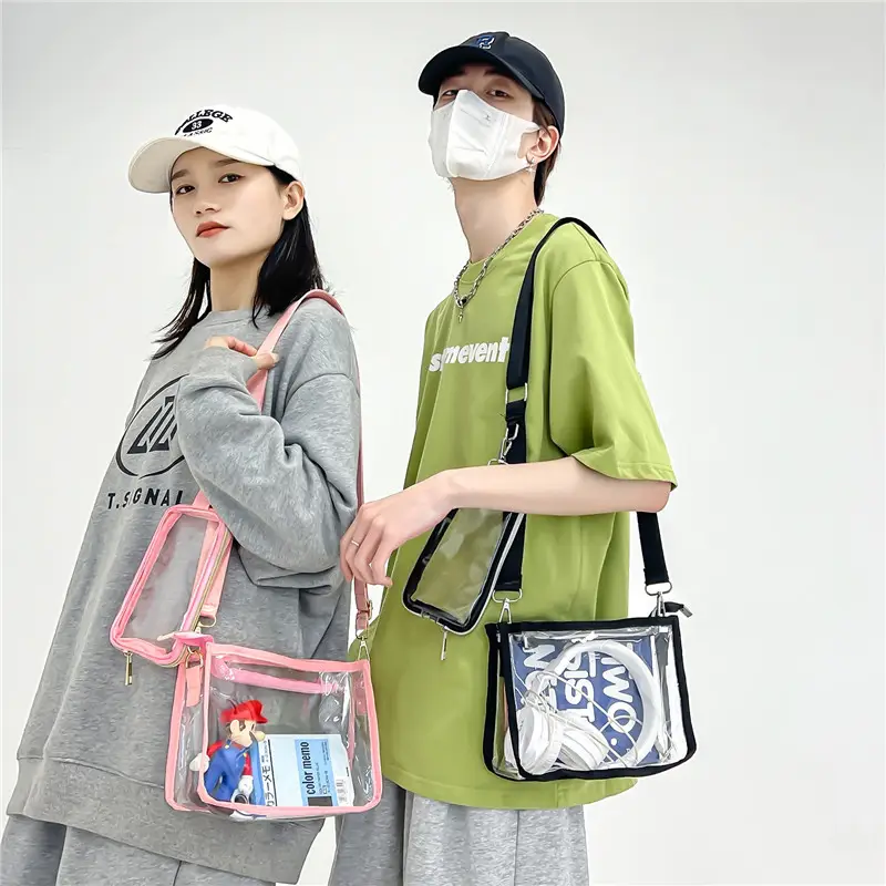 Transparent PVC Messenger Bag Women Men Hong Kong Style - Image 6